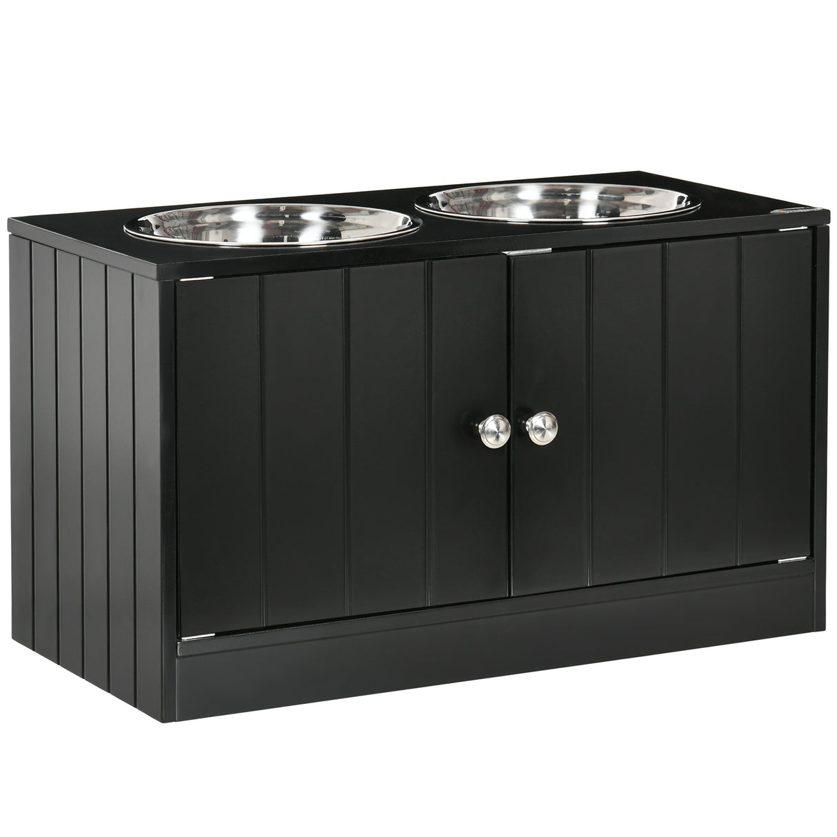 easycomfort ciotola per cani rialzata con vano contenitore 2 ciotole in acciaio inox rimovibili 60x30x35.5cm nero