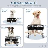 easycomfort easycomfort set di ciotole rialzate per cani in acciaio con altezza regolabile su 4 livelli nero