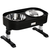easycomfort easycomfort set di ciotole rialzate per cani in acciaio con altezza regolabile su 4 livelli nero