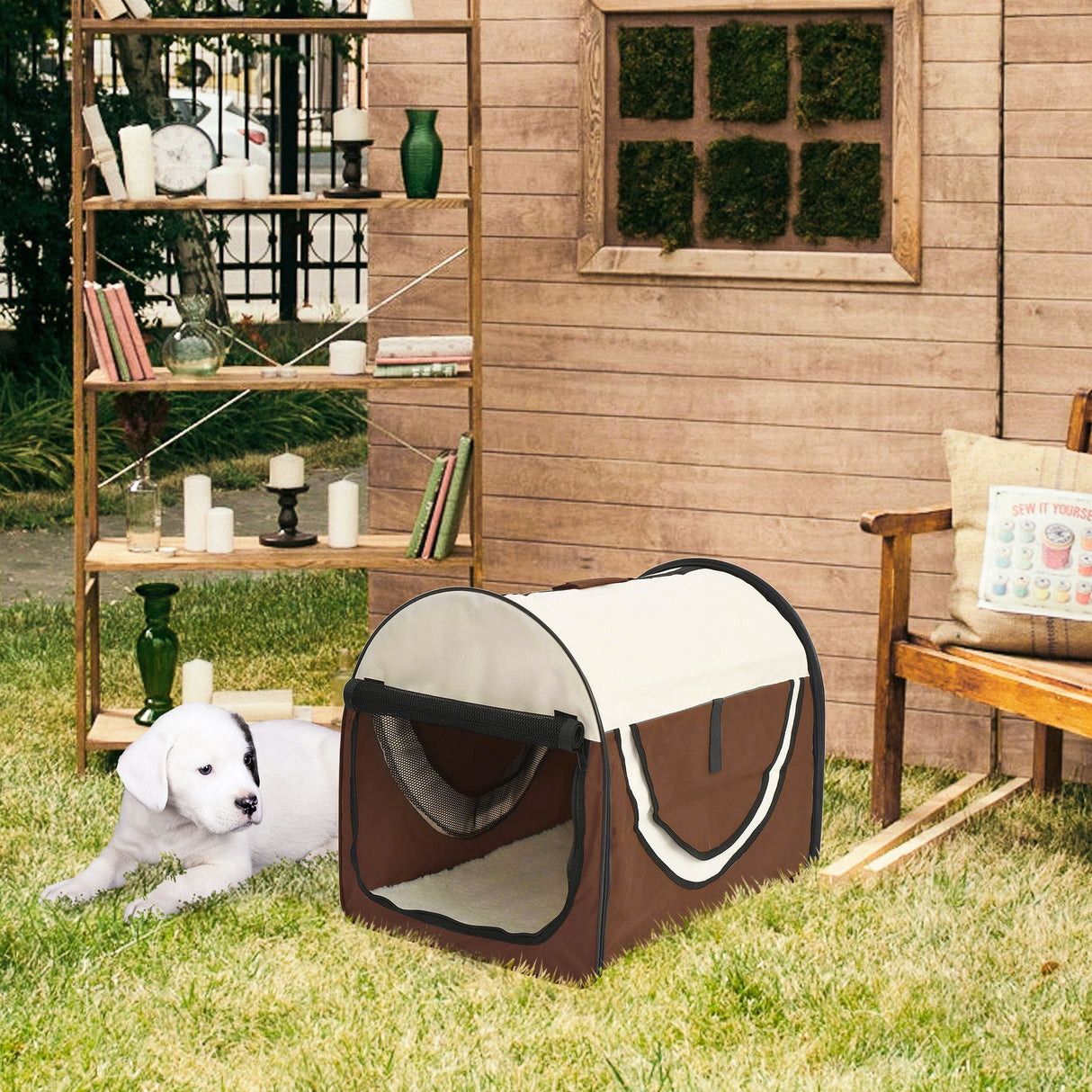 easycomfort easycomfort trasportino per cani e gatti pieghevole caffe 61x46x51cm