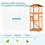 easycomfort easycomfort gabbia per uccelli alta 165cm in legno da esterno con 2 porte e vassoio estraibile arancione