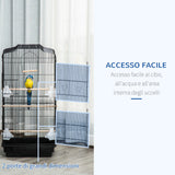 easycomfort gabbia per uccelli in metallo e plastica con trespoli altalena e ciotole 46.5x35.5x92 cm nero