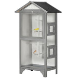easycomfort voliera per uccelli da esterno in legno di abete 80.5x57x158.5cm grigio chiaro