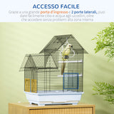 easycomfort gabbia per uccelli in metallo con maniglia vassoio estraibile pioli e altalena 39x33x47cm bianco
