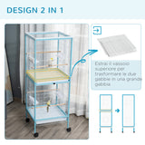 easycomfort gabbia per uccelli 2 in 1 voliera da interni con 4 ruote e vassoi estraibili 51.5x50x140cm