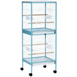 easycomfort gabbia per uccelli 2 in 1 voliera da interni con 4 ruote e vassoi estraibili 51.5x50x140cm