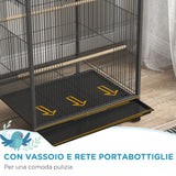 easycomfort easycomfort gabbia per uccelli in acciaio e pp con 5 porte 2 posatoi e vassoio estraibile 48x46x74 cm grigio