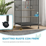easycomfort easycomfort gabbia per uccelli in acciaio e pp con 5 porte 2 posatoi e vassoio estraibile 48x46x74 cm grigio