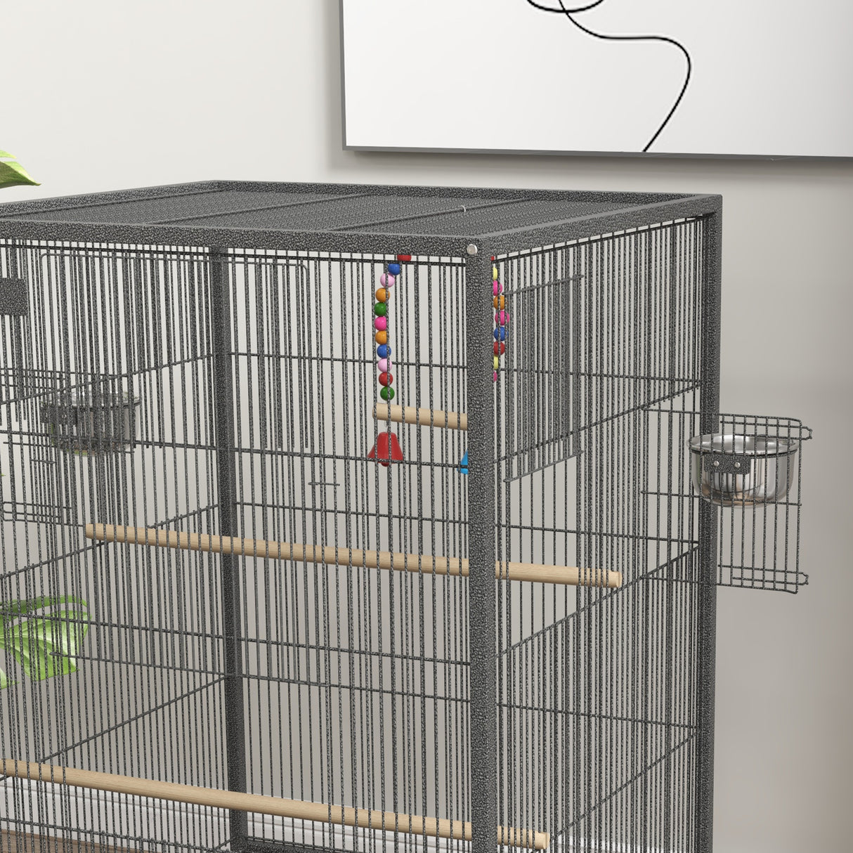 easycomfort easycomfort gabbia per uccelli in acciaio e pp con 5 porte 2 posatoi e vassoio estraibile 48x46x74 cm grigio