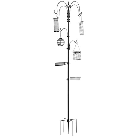 easycomfort mangiatoia per uccelli con 6 ganci e 4 contenitori per mangime in acciaio 58x58x226cm