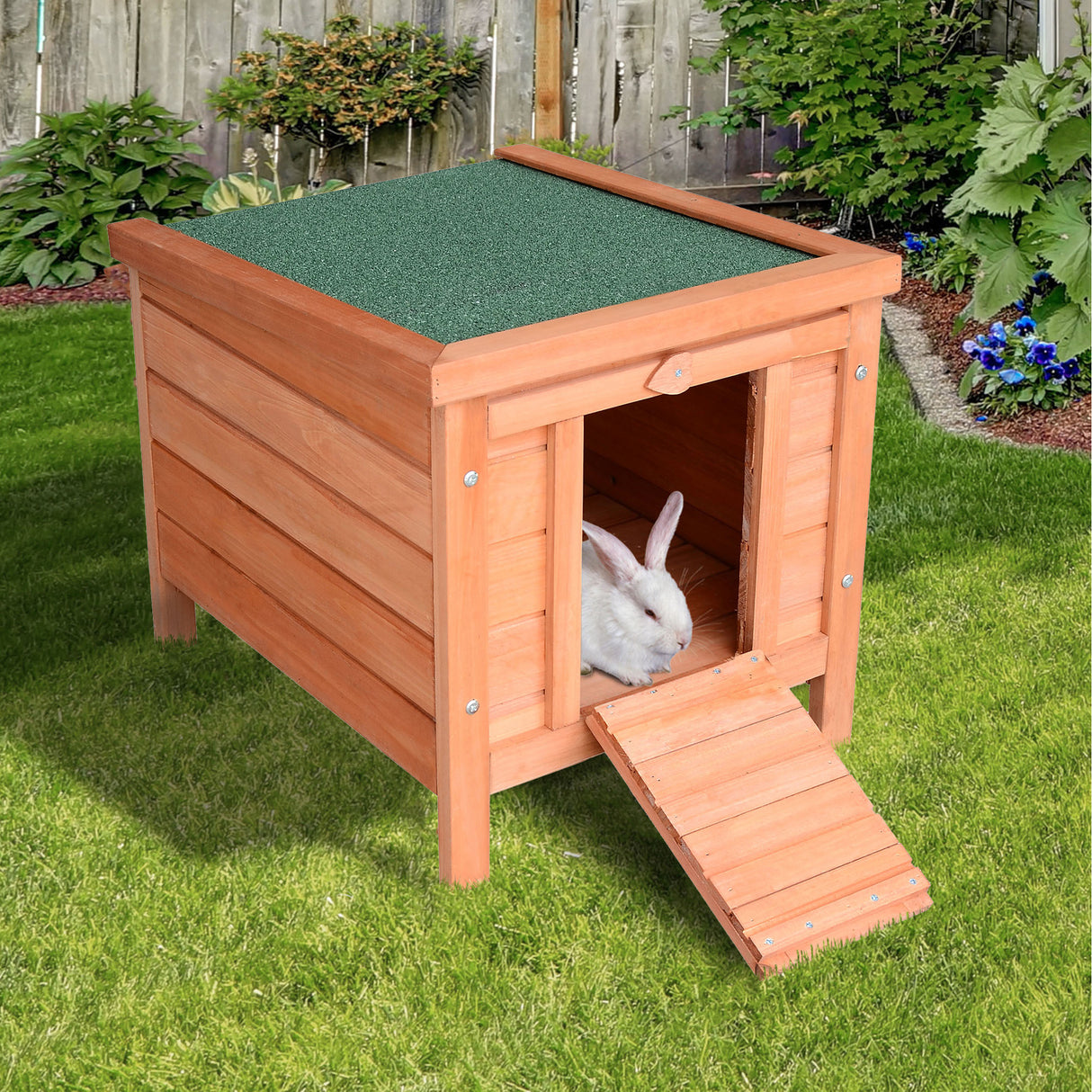 easycomfort easycomfort conigliera gabbia per piccoli animali con tetto apribile in legno 51x42x43 cm