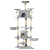easycomfort easycomfort albero tiragraffi per gatti alto con casette e amache 60x60x200cm grigio chiaro