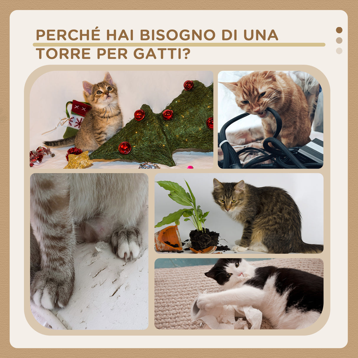 easycomfort easycomfort albero tiragraffi per gatto beige 75x40x112cm