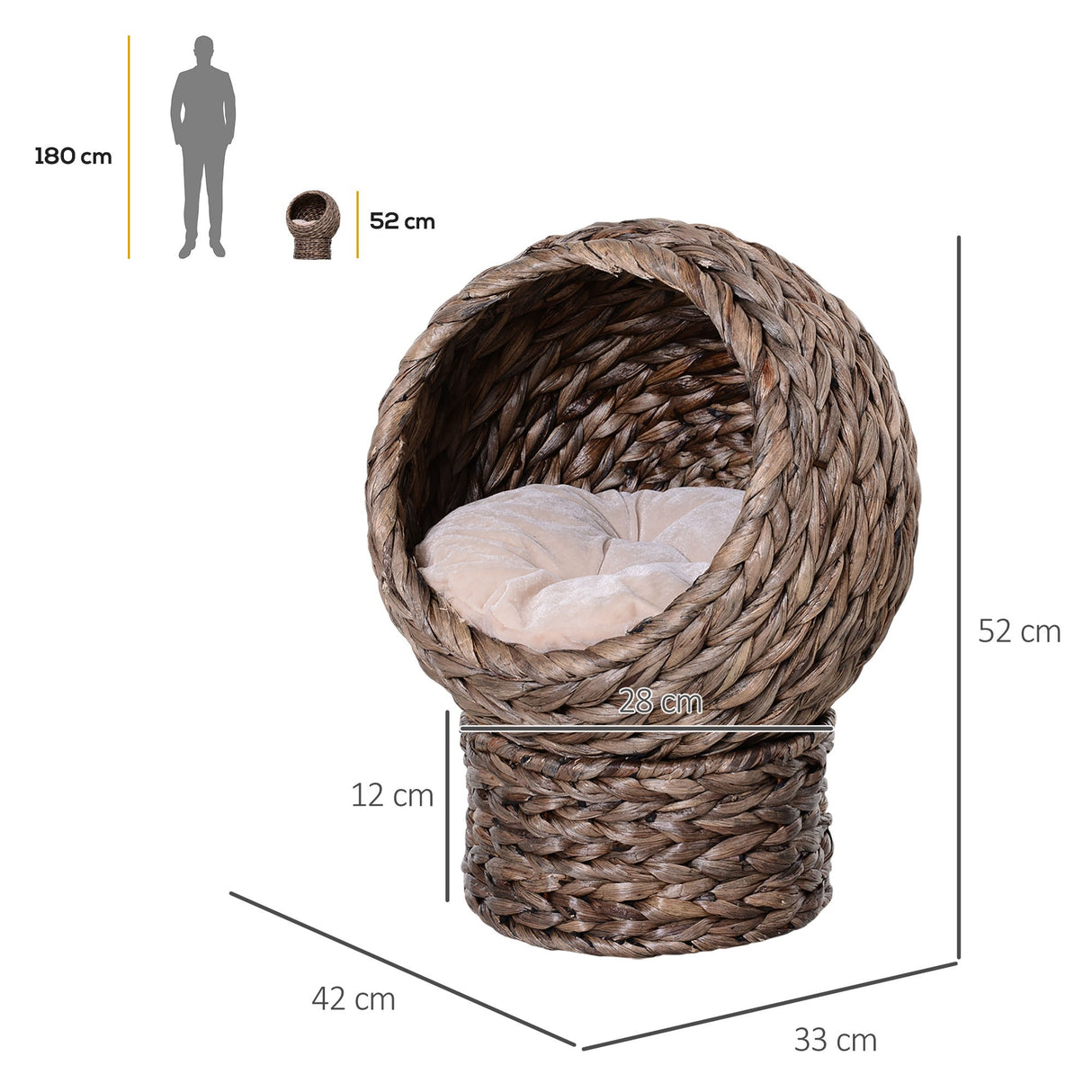 easycomfort easycomfort cuccia per gatti rialzata con cuscino materiale naturale 42x33x52cm beige