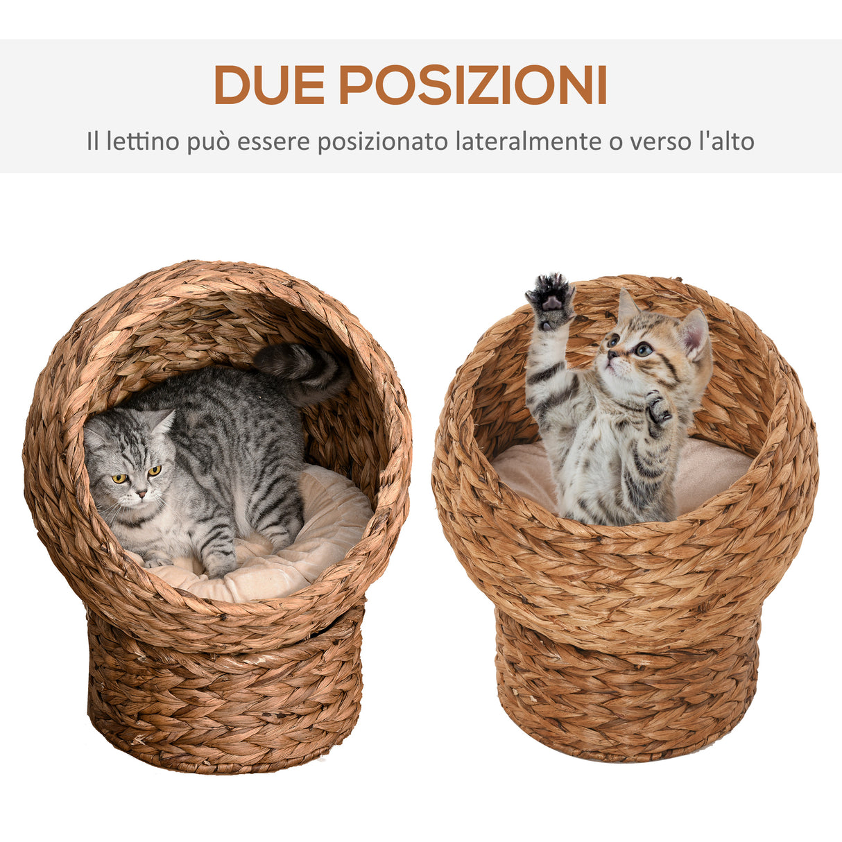 easycomfort easycomfort letto per gatti in vimini con cuscino in cotone bianco 42 x 33 x 52 cm