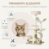 easycomfort easycomfort albero per gatti con cucce e tunnel multi livello beige 50x40x105 cm