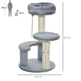 easycomfort easycomfort albero per gatti a 3 livelli in peluche sisal naturale grigio 40x65cm
