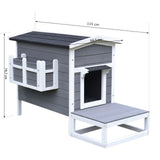 easycomfort easycomfort cuccia da esterno rialzata con balconcino e tetto impermeabile in legno grigio 83x66.5x74.7cm
