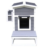 easycomfort easycomfort cuccia da esterno rialzata con balconcino e tetto impermeabile in legno grigio 83x66.5x74.7cm