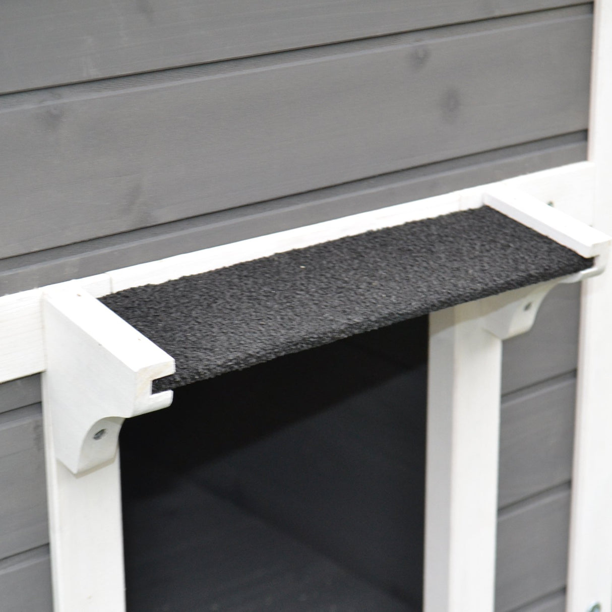 easycomfort easycomfort cuccia da esterno rialzata con balconcino e tetto impermeabile in legno grigio 83x66.5x74.7cm