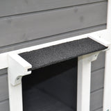 easycomfort easycomfort cuccia da esterno rialzata con balconcino e tetto impermeabile in legno grigio 83x66.5x74.7cm