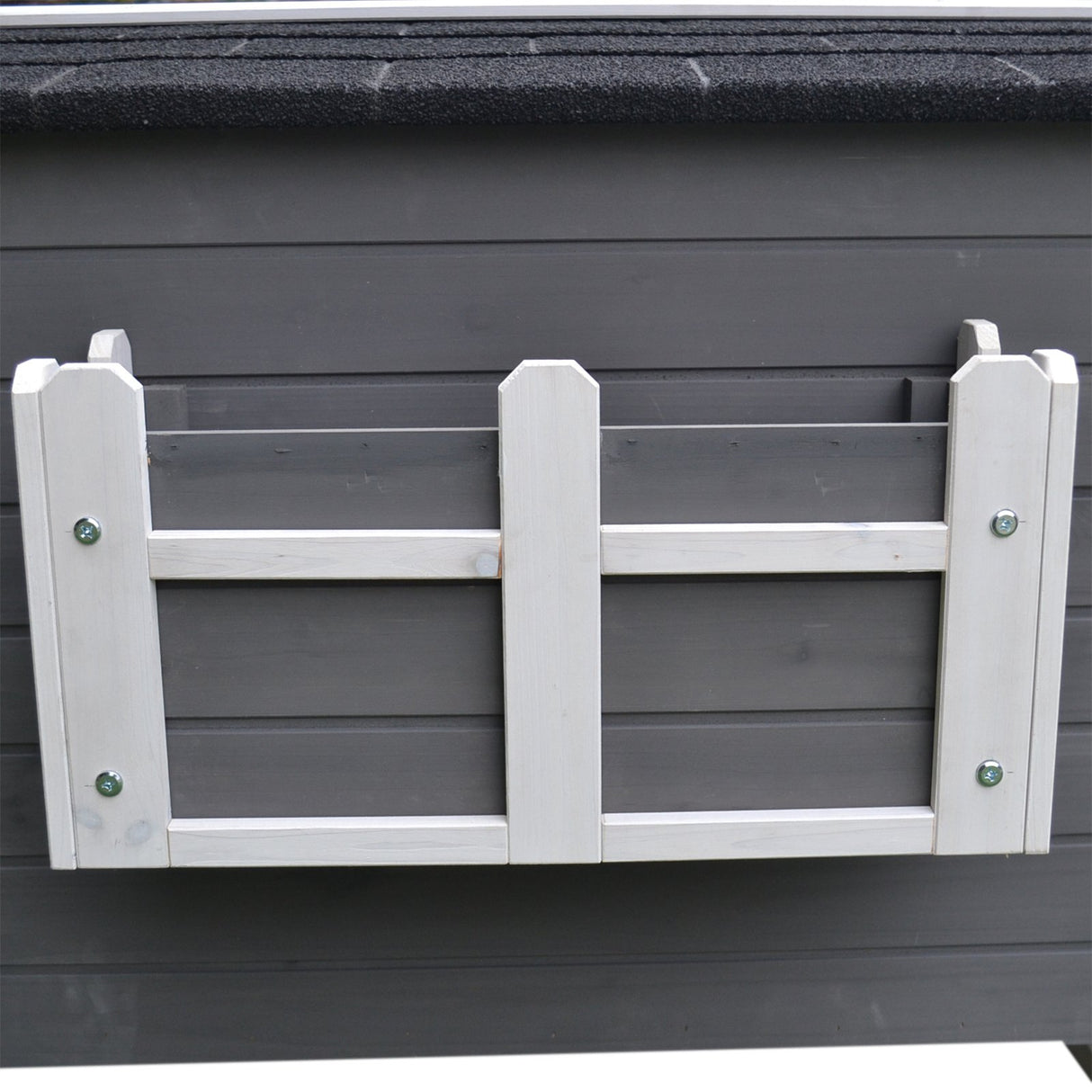 easycomfort easycomfort cuccia da esterno rialzata con balconcino e tetto impermeabile in legno grigio 83x66.5x74.7cm