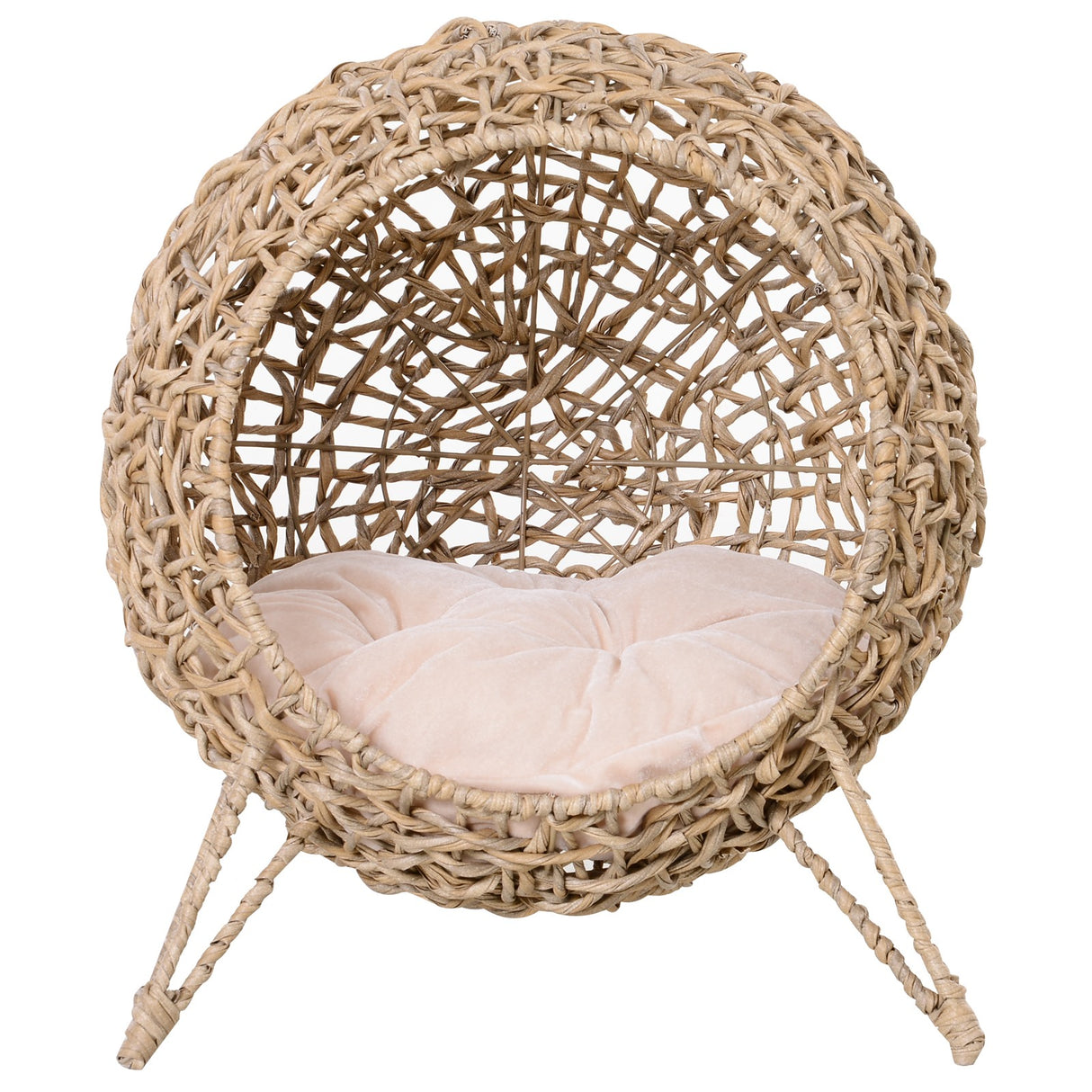 easycomfort easycomfort lettto per gatti in vimini marrone chiaro con cuscino 52x58cm