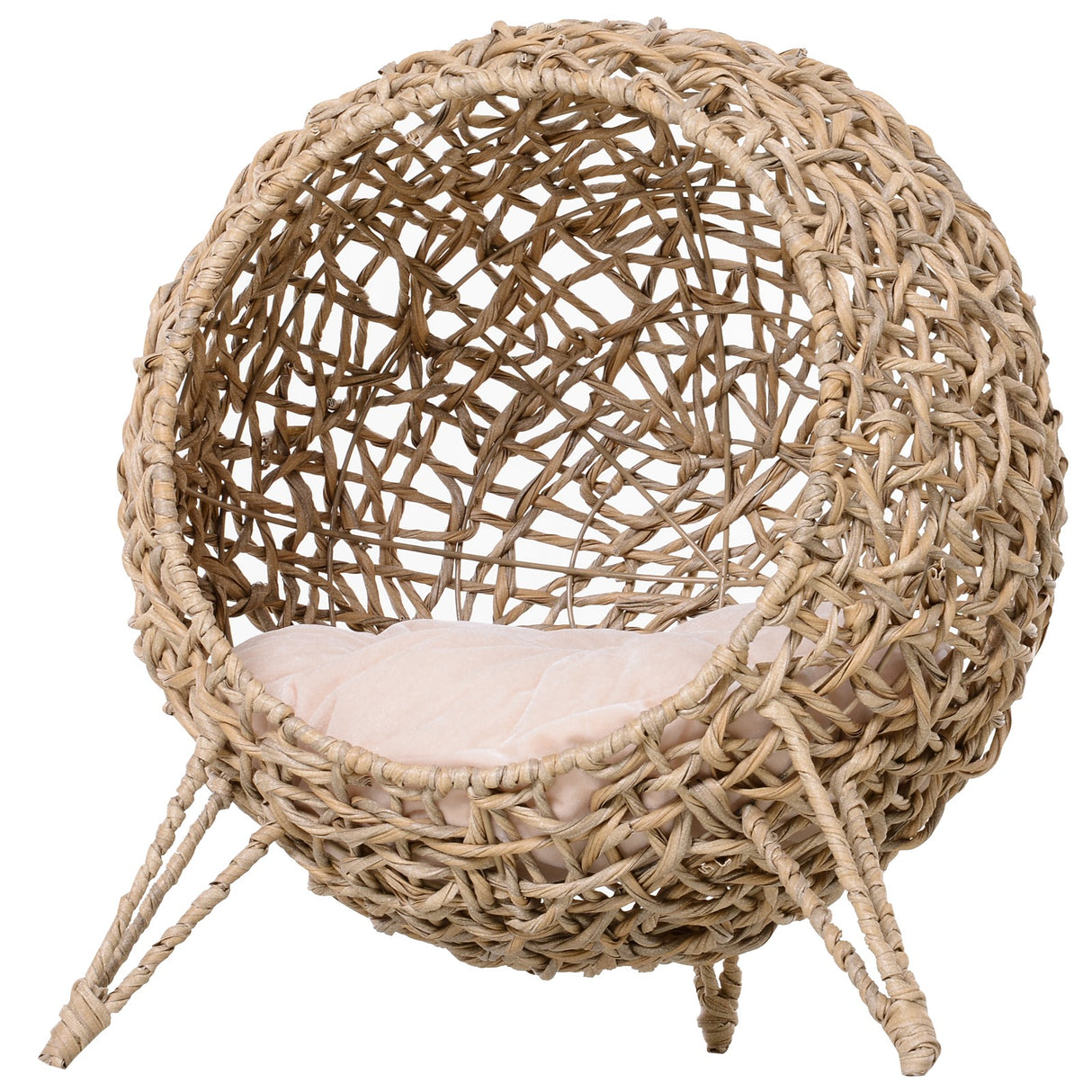 easycomfort easycomfort lettto per gatti in vimini marrone chiaro con cuscino 52x58cm