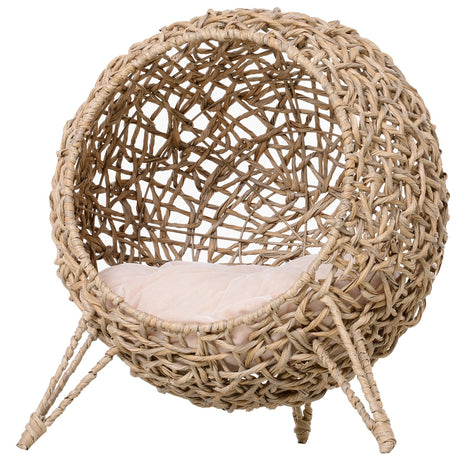 easycomfort easycomfort lettto per gatti in vimini marrone chiaro con cuscino 52x58cm