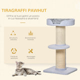 easycomfort tiragraffi per gatti con lettino rivestimento peluche e palo in sisal 45x45x91cm azzurro