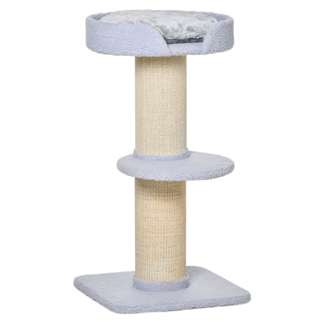 easycomfort tiragraffi per gatti con lettino rivestimento peluche e palo in sisal 45x45x91cm azzurro