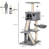easycomfort easycomfort albero tiragraffi accessoriato con cuccia lettino sospeso e 2 pedane in peluche grigio