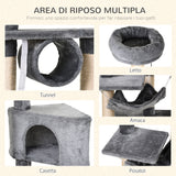 easycomfort easycomfort tiragraffi a colonna per gatti con cuccia amaca lettini sospesi e pali in corda sisal grigio 60x40x154cm