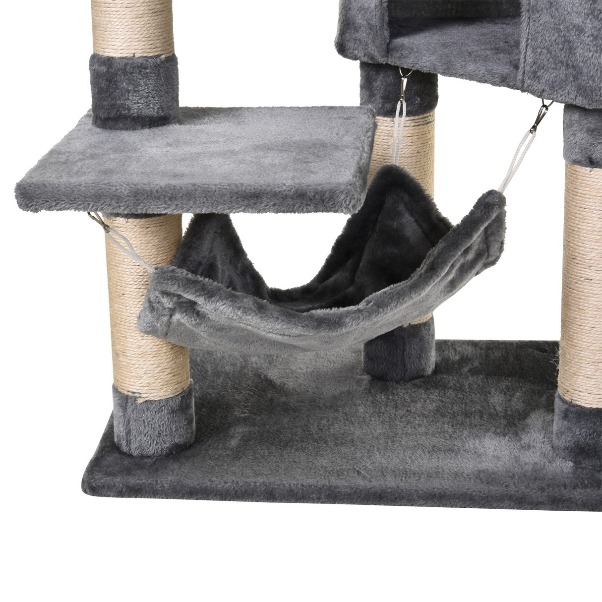 easycomfort easycomfort tiragraffi a colonna per gatti con cuccia amaca lettini sospesi e pali in corda sisal grigio 60x40x154cm