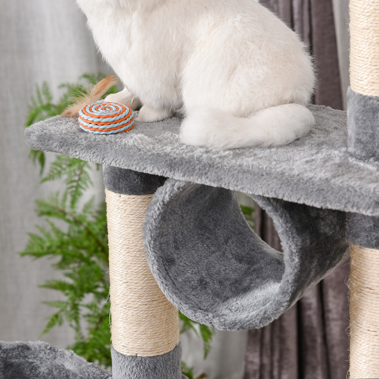 easycomfort easycomfort tiragraffi a colonna per gatti con cuccia amaca lettini sospesi e pali in corda sisal grigio 60x40x154cm