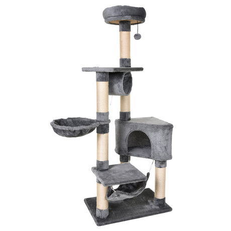 easycomfort easycomfort tiragraffi a colonna per gatti con cuccia amaca lettini sospesi e pali in corda sisal grigio 60x40x154cm