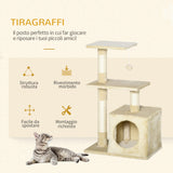 easycomfort easycomfort tiragraffi per gatti con cuccia pallina e pali in corda sisal beige