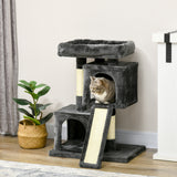 easycomfort albero tiragraffi per gatti con pali in sisal lettino e 2 casette 59x39x83cm grigio scuro