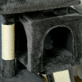 easycomfort albero tiragraffi per gatti con pali in sisal lettino e 2 casette 59x39x83cm grigio scuro