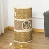 easycomfort easycomfort casetta cuccia per gatti tiragraffi a torre 3 nicchie corda in sisal alga marina