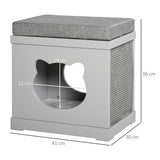 easycomfort easycomfort cuccia per gatti in legno con 2 cuscini e tiragraffi rimovibili grigio