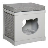 easycomfort easycomfort cuccia per gatti in legno con 2 cuscini e tiragraffi rimovibili grigio