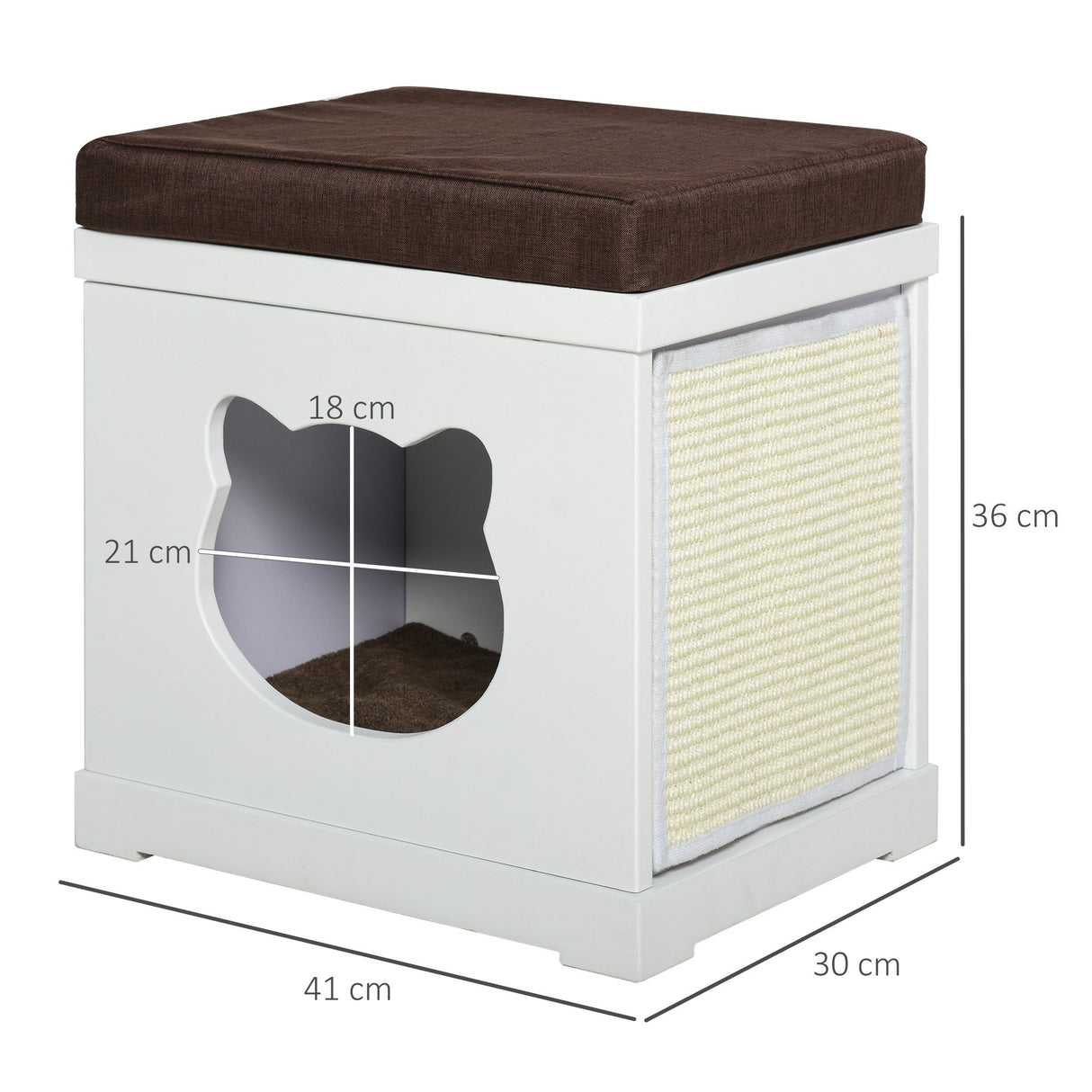 easycomfort easycomfort cuccia per gatti in legno con 2 cuscini e tiragraffi rimovibili bianco