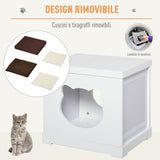 easycomfort easycomfort cuccia per gatti in legno con 2 cuscini e tiragraffi rimovibili bianco