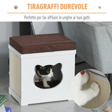 easycomfort easycomfort cuccia per gatti in legno con 2 cuscini e tiragraffi rimovibili bianco
