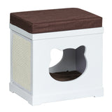 easycomfort easycomfort cuccia per gatti in legno con 2 cuscini e tiragraffi rimovibili bianco