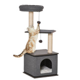 easycomfort easycomfort albero tiragraffi per gatti con casetta lettino e pali in sisal 40x40x104cm grigio