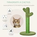 easycomfort easycomfort albero tiragraffi per gatti a forma di cactus con corde in sisal 40x40x65cm verde