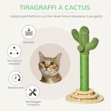 easycomfort easycomfort albero tiragraffi a cactus per gatti corda sisal e base con palline in legno 32x32x60cm