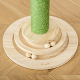easycomfort easycomfort albero tiragraffi a cactus per gatti corda sisal e base con palline in legno 32x32x60cm